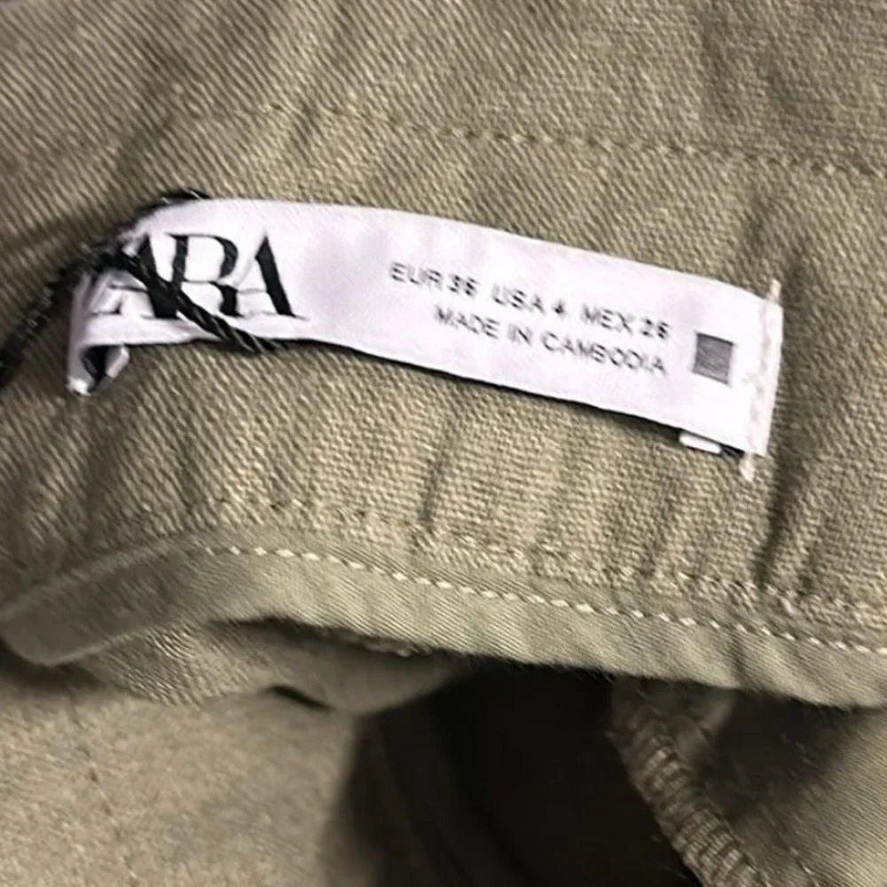 ❤️ Zara Baggy Linen Blend Olive Green Ankle Pants Size 4